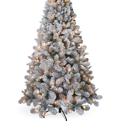 6.5' Feel Real Snowy Mixed Pine Tree with Clear Lights 