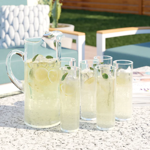 Libbey Modern Bar Boozy Brunch Entertaining Set with 6 Highball Glasses and Pitcher
