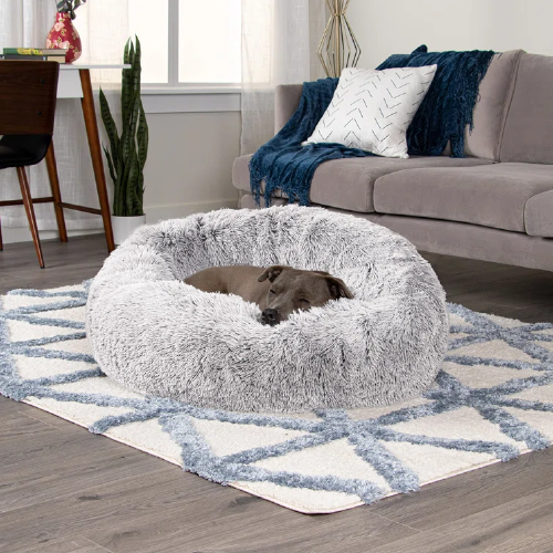 Calming Cuddler Long Fur Donut Bed